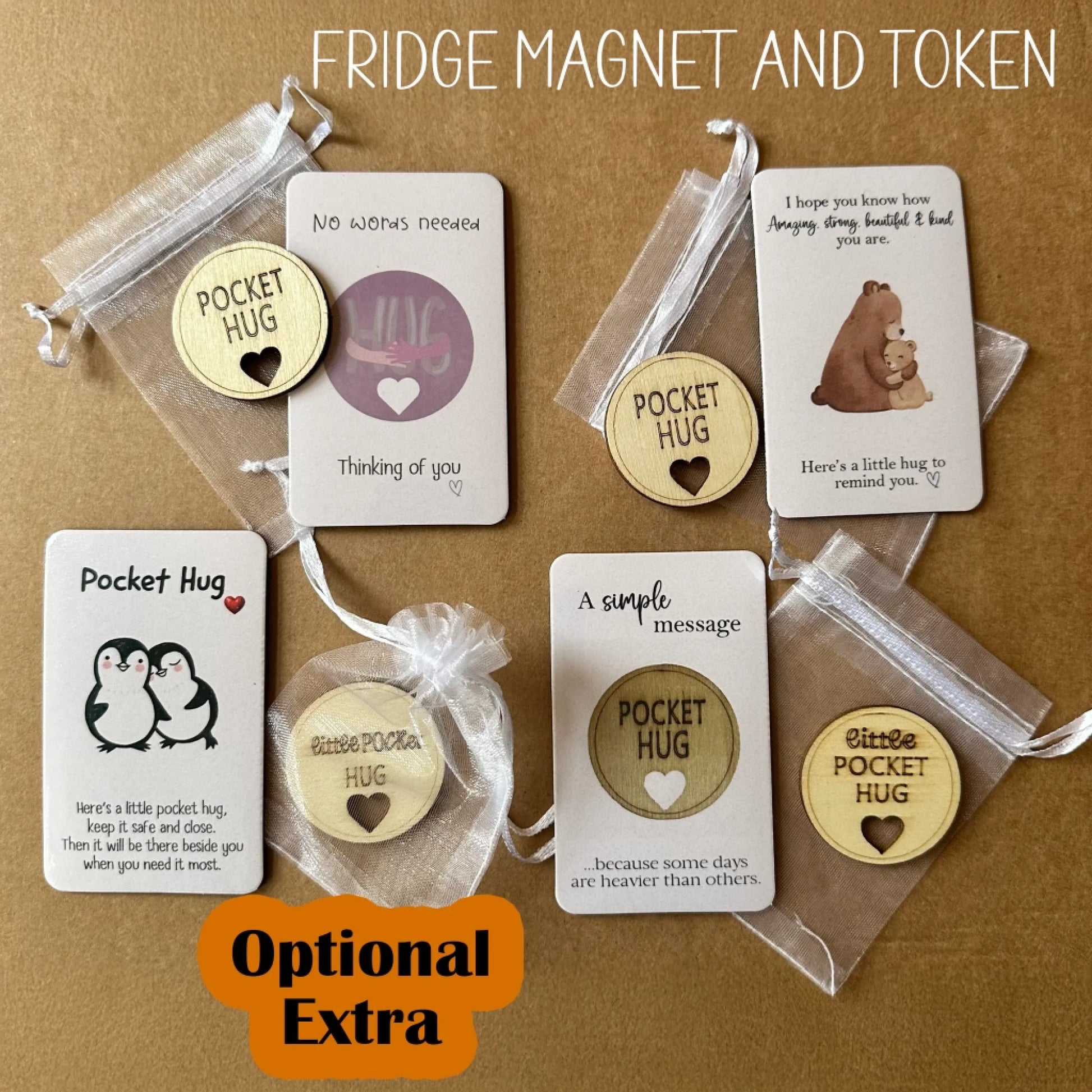 optional extras hug magnet and tokens