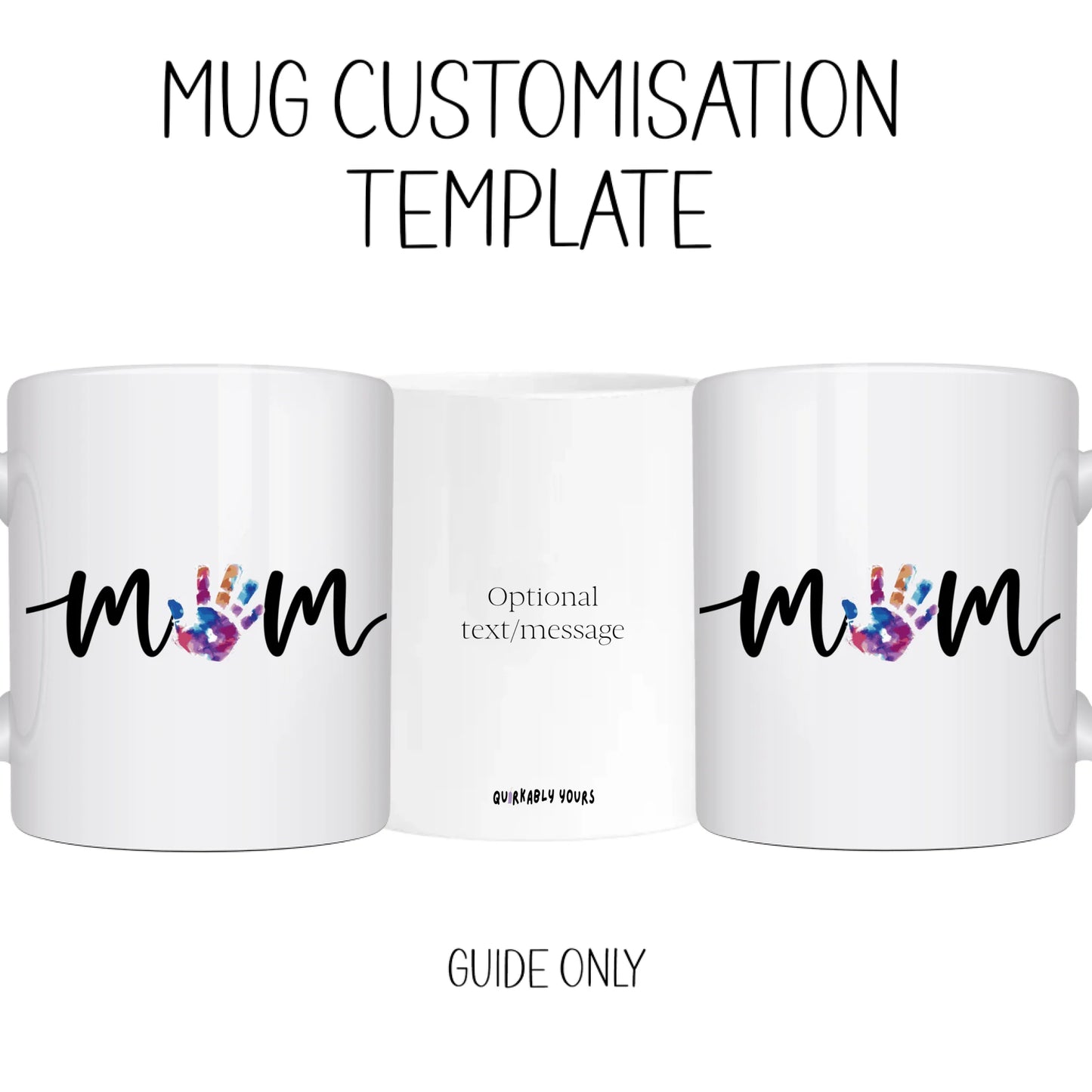 Mug Customisation template for creating a personalised mug for gift sets
