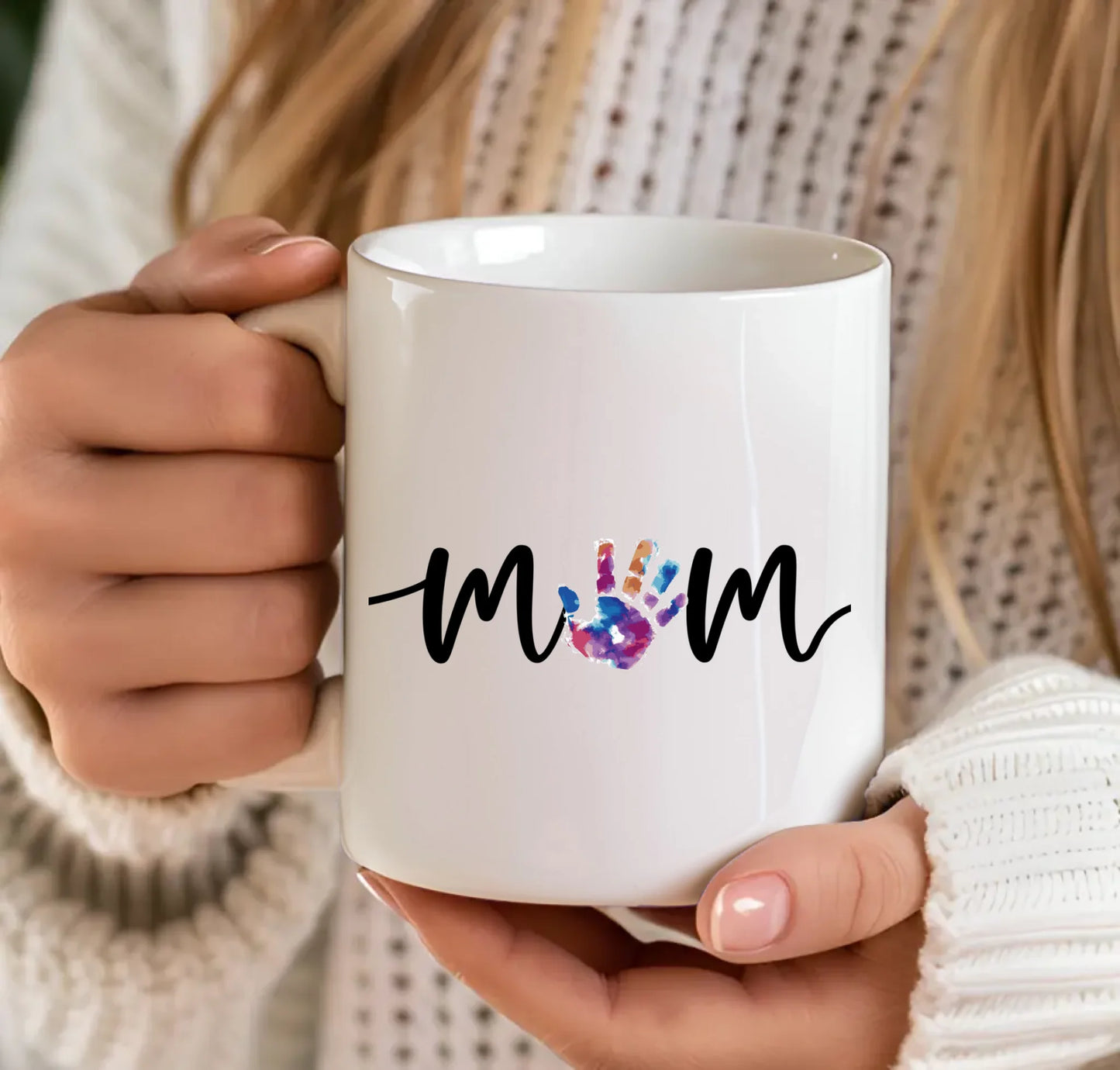 Mum (Custom) Messy Handprint Gift Mug