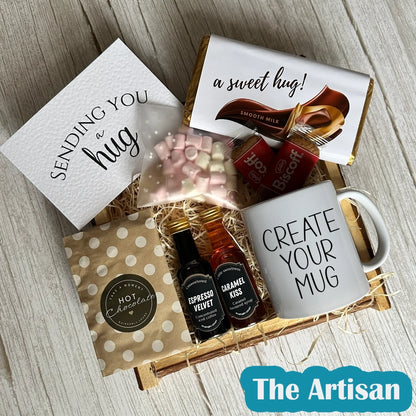 The Artisan Gift Set for Men and Women - Personalised mug, coffee, caramel and treats gift set