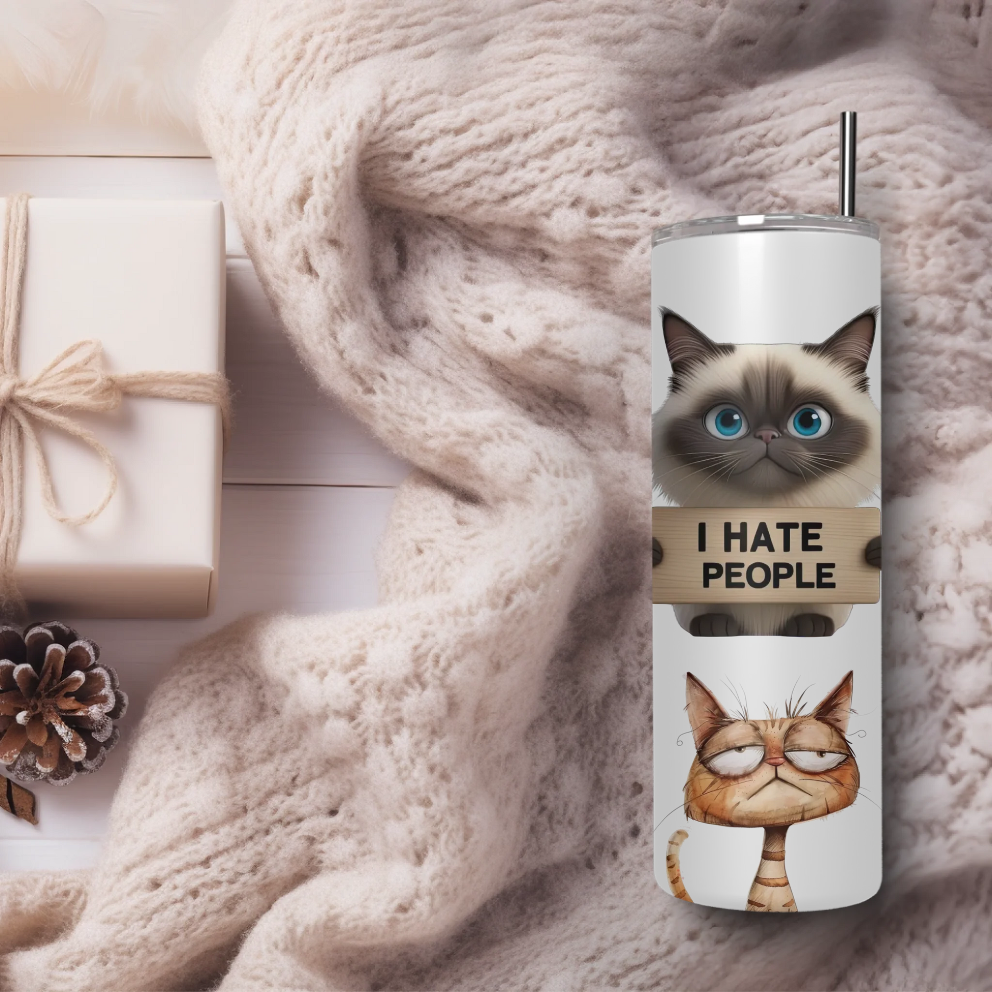 Create a gift set for women or men with a personalised insulated tumbler cup