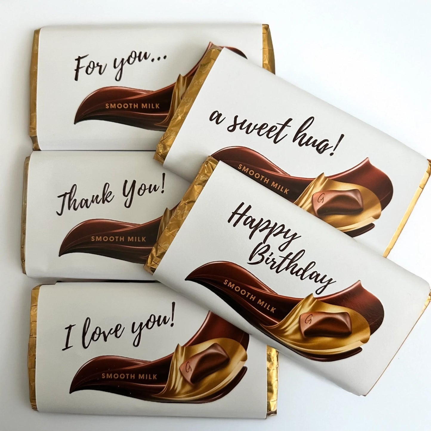 chocolate bars with celebration wrapper