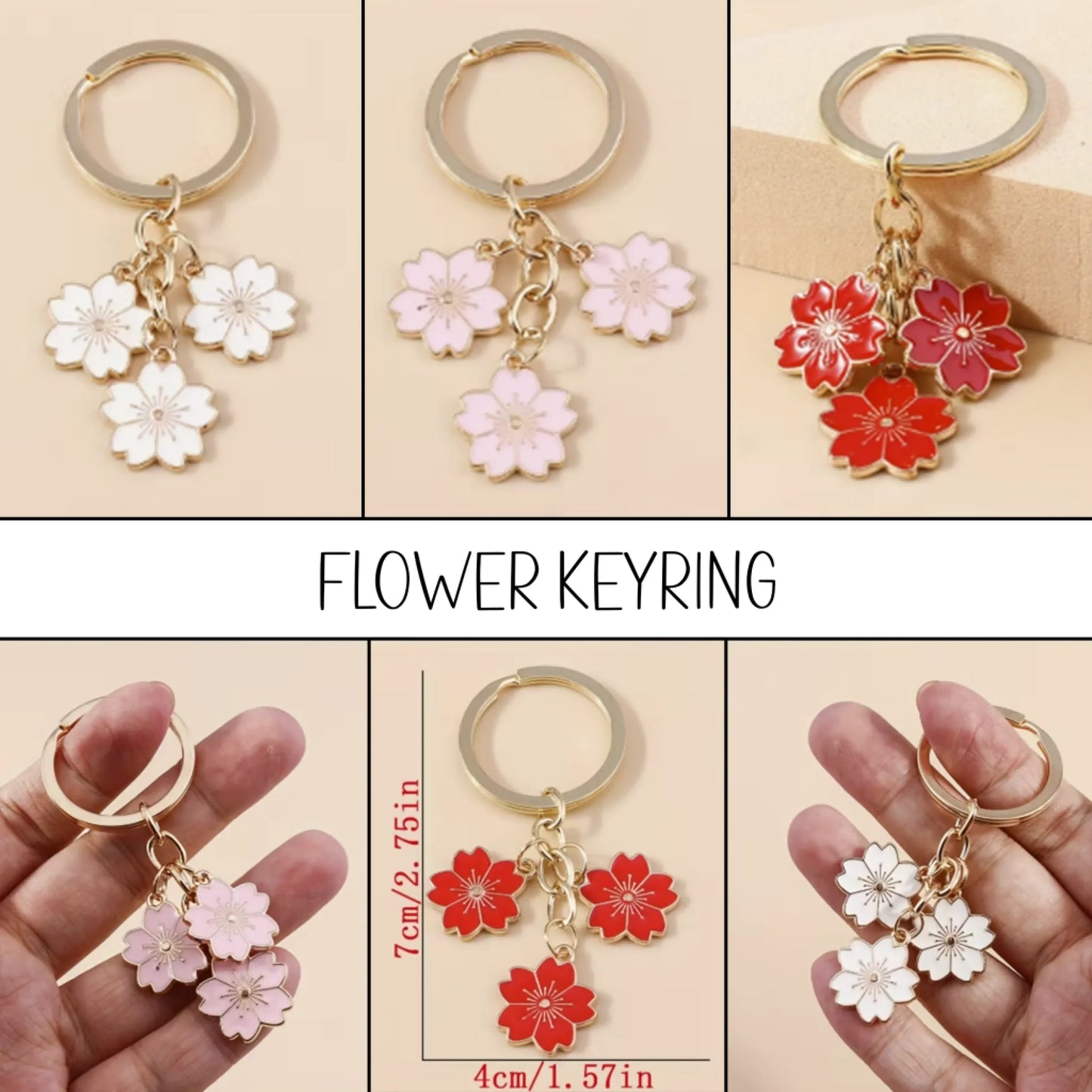 Zinc Alloy keyrings cherry blossom