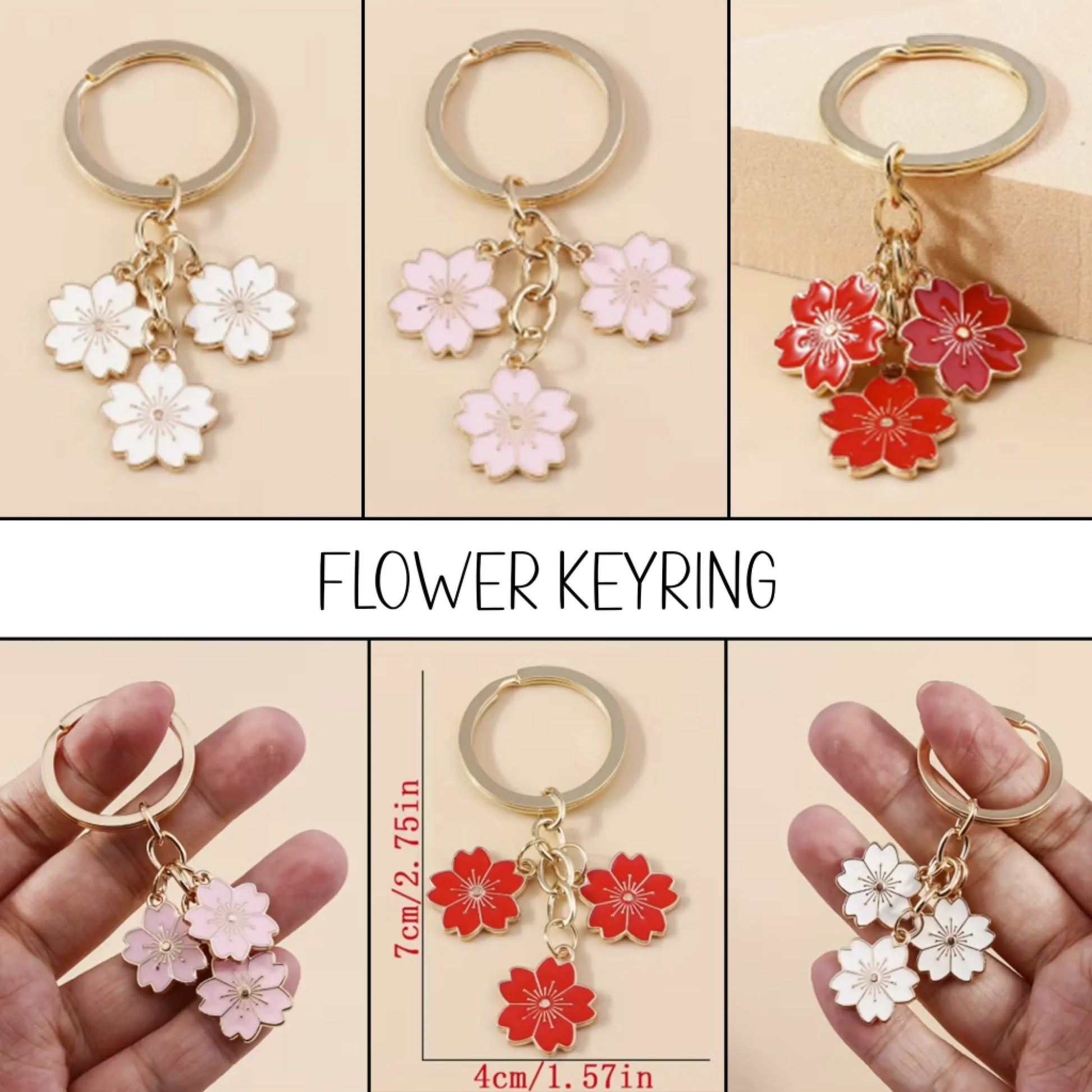 Zinc Alloy keyrings cherry blossom
