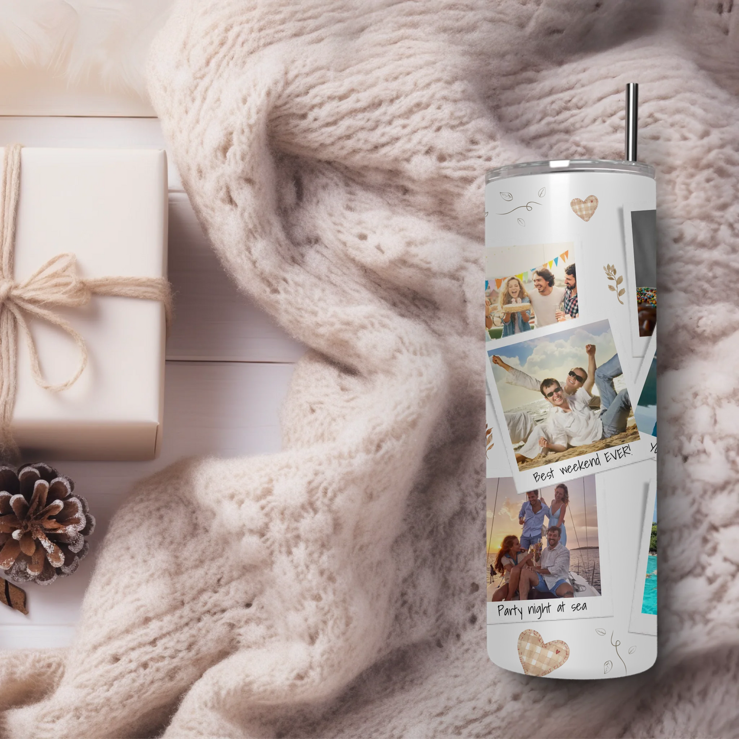 Create a gift set for women or men with a personalised insulated tumbler cup