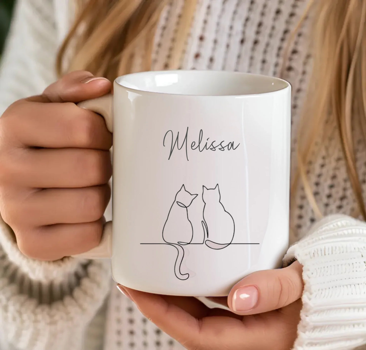Minimalist Cat Mug with Name