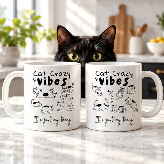 Cat Crazy Vibes Custom Mug