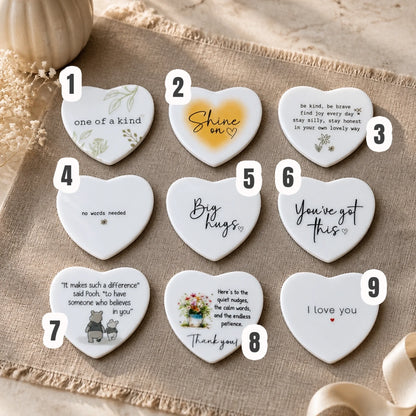 9 ceramic hearts with numbers