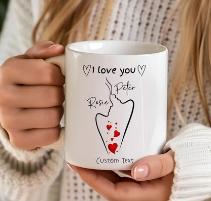 Custom Romantic Mug with Couple Sketch