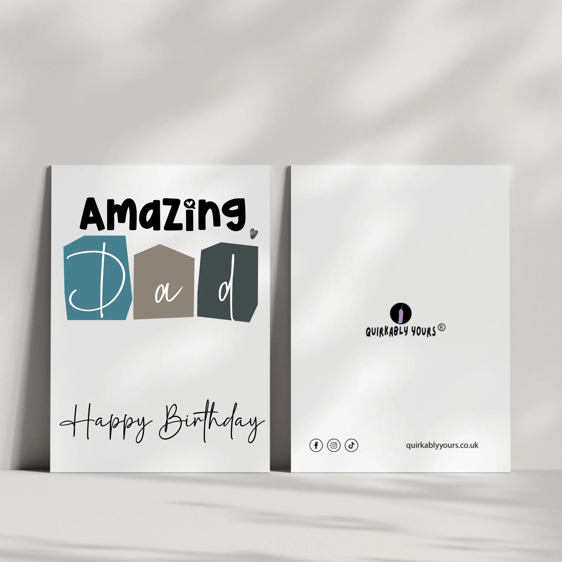Quirky DAD card design with tiny heart and outline heart