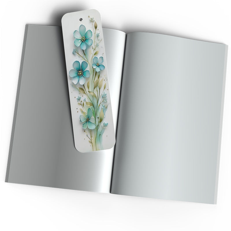 An open book with a beautiful Life like 3D Bookmark with modern flowers.  Pretty floral design. Makes a lovely bookmarks gift