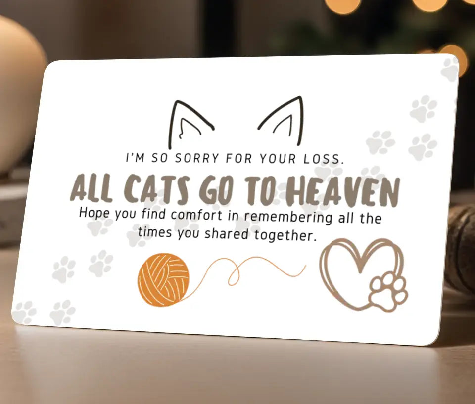 A card for someone who has lost a cat personalised