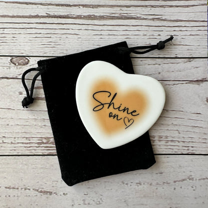 Ceramic heart keepsake with velvet pouch
