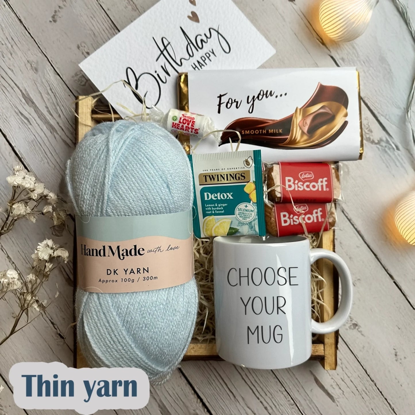 Cosy Stitch Gift Box thin wool choose your mug