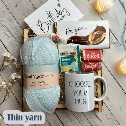 Cosy Stitch Gift Box thin wool choose your mug