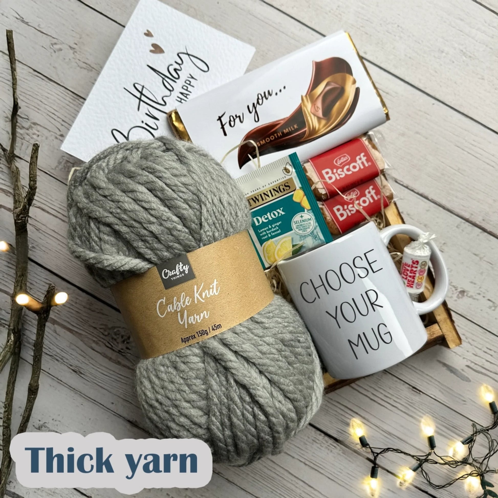 Cosy Stitch Gift Box thick wool choose your mug