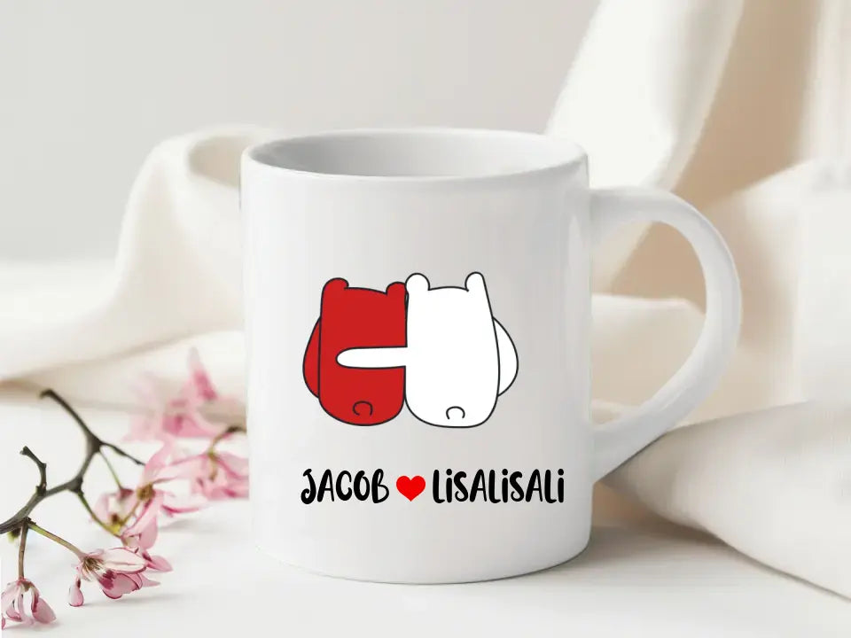 Couples gift mug with cute character design