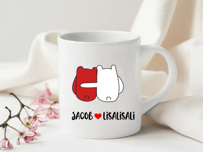 Couples gift mug with cute character design