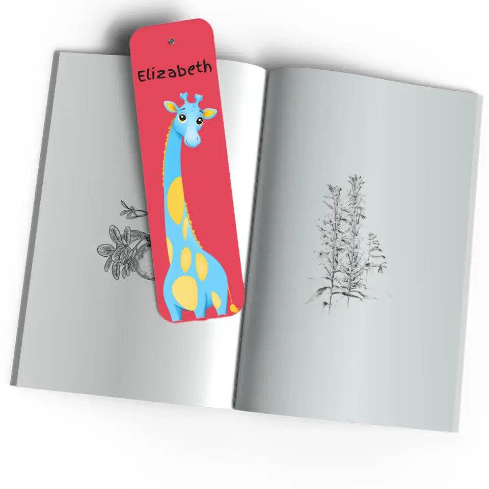 Custom Name Giraffe Bookmark in Vibrant Colours