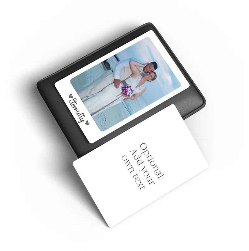 Custom aluminium wallet card with photo with message