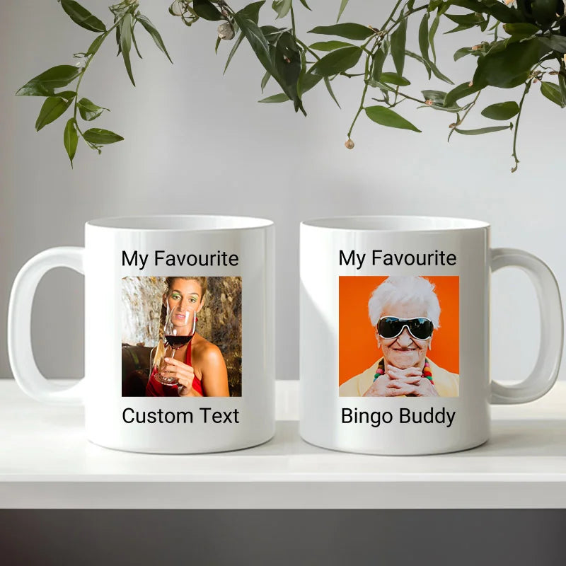 Personalised photo mug with custom text