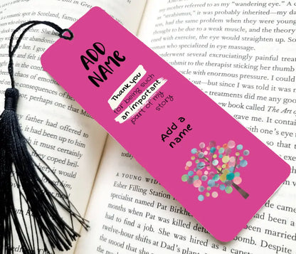 Customisable bookmark with tree design and personal To and From fields