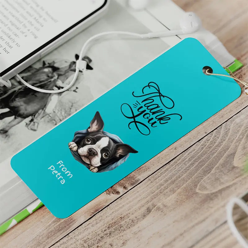 Customisable thank you bookmark with dog