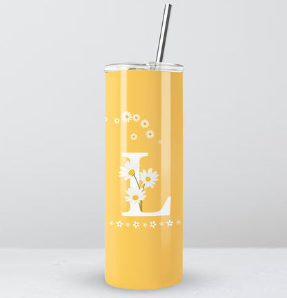 Yellow and White Daisy "with Initial" Tumbler