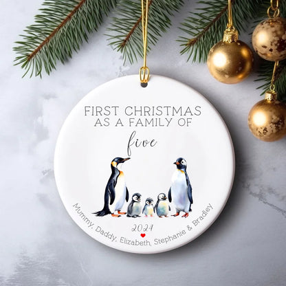 Cute penguin family Christmas tree decoration