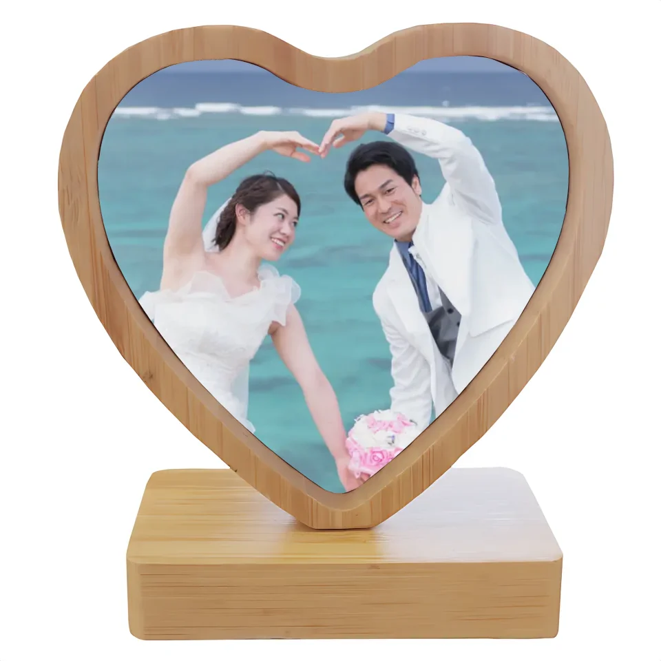 Bamboo MDF photo frame with rotating base