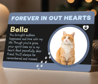 Forever in our hearts cat memorial wallet card 