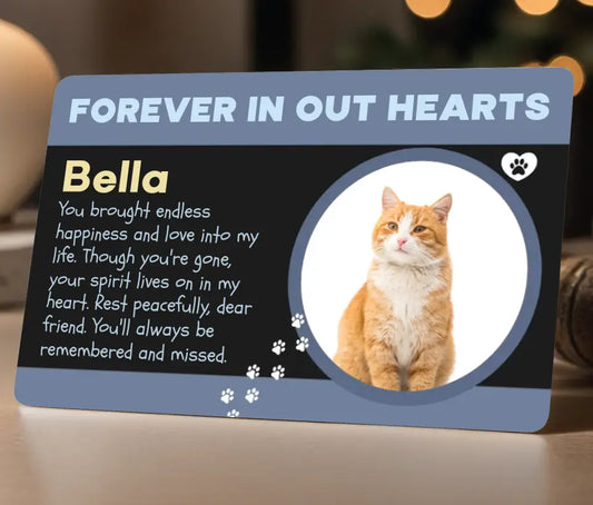 Forever in our hearts cat memorial wallet card 