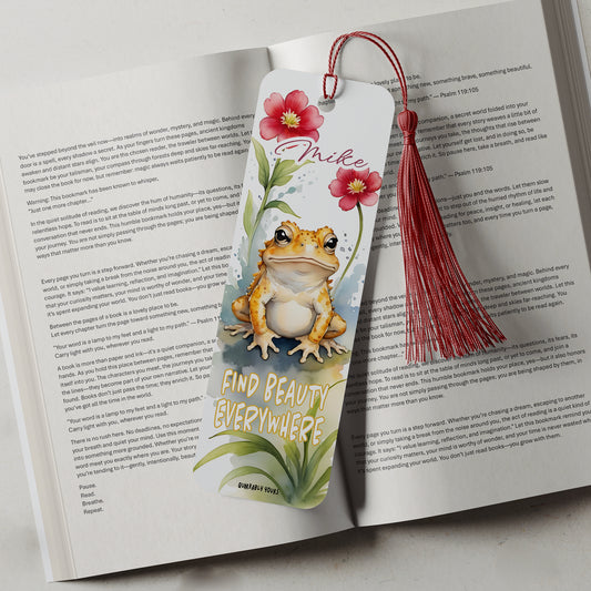 Personalised Frog “Find Beauty Everywhere” Bookmark