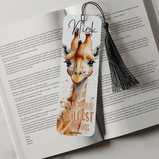 Personalised Giraffe Bookmark – Inspirational Gift for Book Lovers