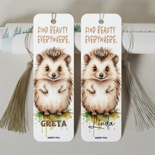 Find Beauty Everywhere Hedgehog Bookmark – Cute Gift for Book Lovers