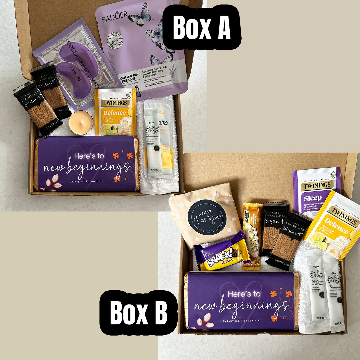 New Beginnings Letterbox Gift - Choose Pamper Or Treats