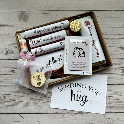 Hug Box ready-to-go letterbox gift with chocolate and pocket hug token