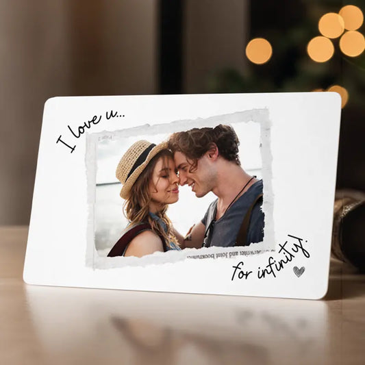 Personalised "I Love You to Infinity" wallet card with custom message