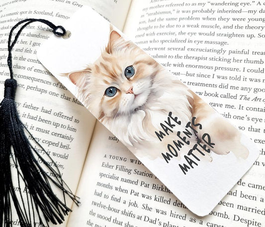 Regal White and Ginger Cat "Make Moments Matter" Bookmark