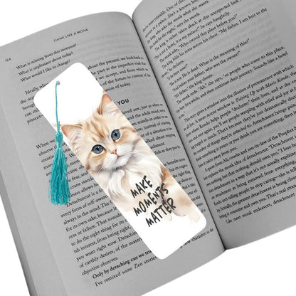 Regal White and Ginger Cat "Make Moments Matter" Bookmark