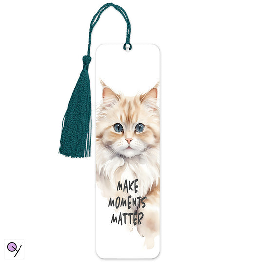 Regal White and Ginger Cat "Make Moments Matter" Bookmark