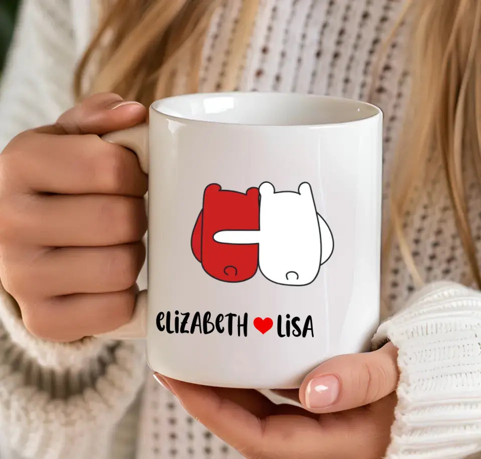 Love you mug with personalised names and characters