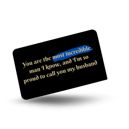 Metal wallet card with a endearing message to husband card