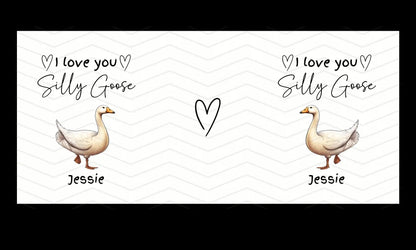 I Love You Silly Goose cute mug with hearts