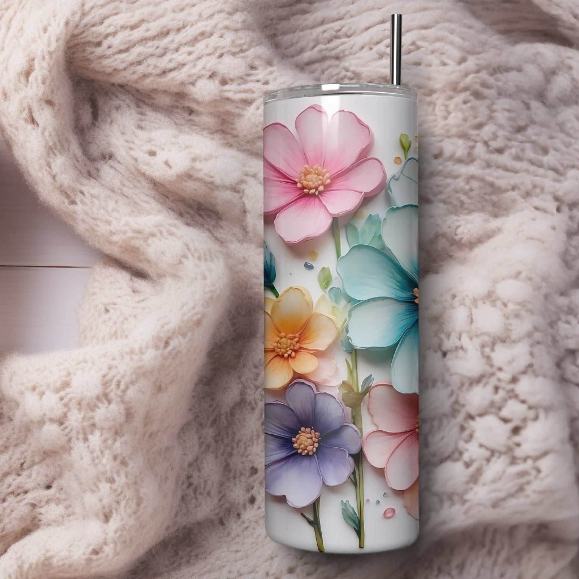 Flower print insulated drinks cup for mums