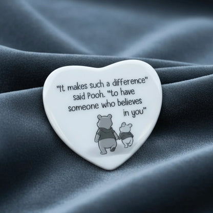 Winnie the pooh heartfelt message ceramic heart