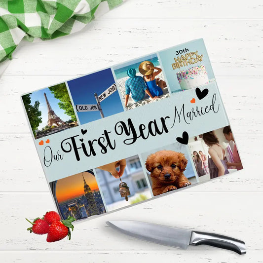 First Year Married Gift photo chopping board