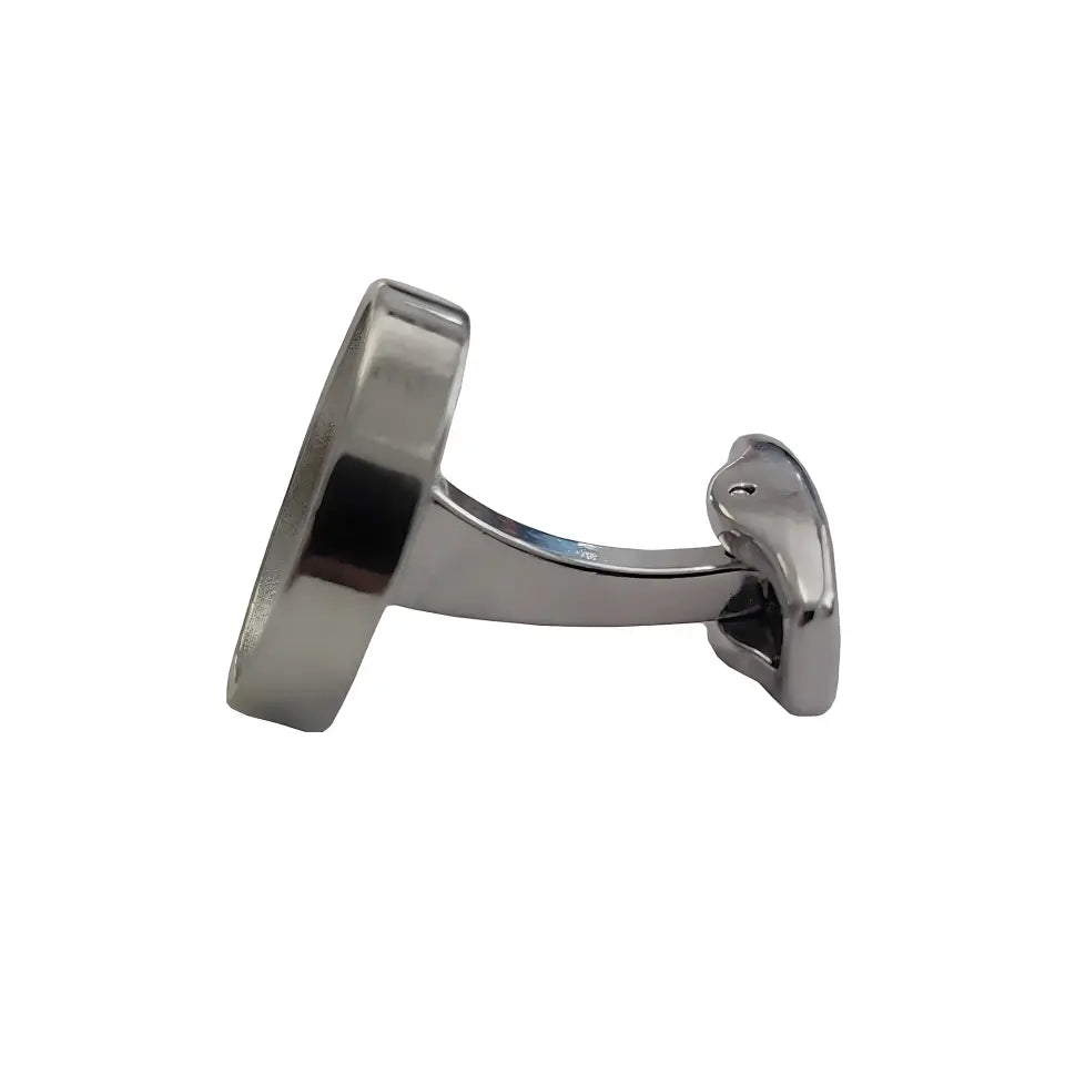 Personalised cufflinks with black initials and name side view