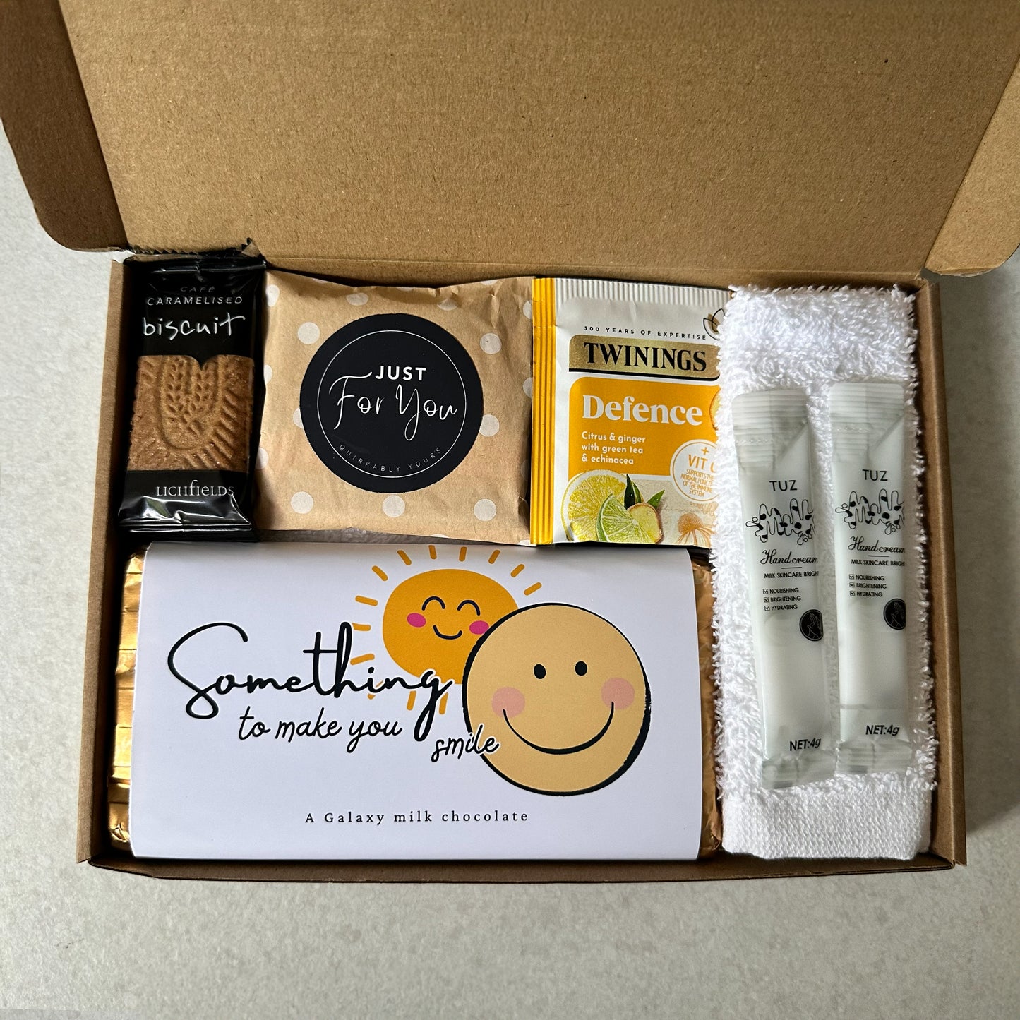 Happy mail sunshine gift box UK with sweet treats and thoughtful surprises