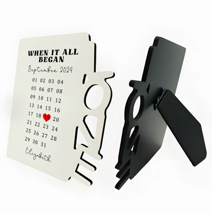 Special day calendar frame gift with love heart marker